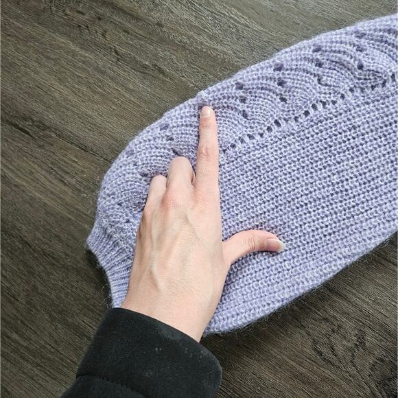 Aritzia Little Moon Purple Gardenia Pointelle Mohair Crewneck Sweater Size XXS - Picture 8 of 15